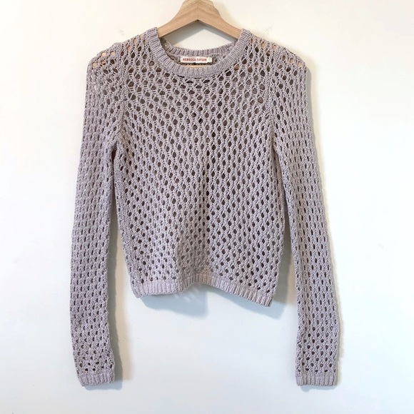 Rebecca Taylor Sweaters - Rebecca Taylor Taupe Open Back Crochet Sweater